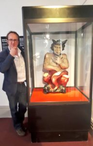 Mark Rees with the Swansea Devil at Swansea Museum