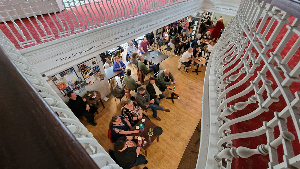 Waterstones Swansea from above - getting ready for the Paranormal Wales event.