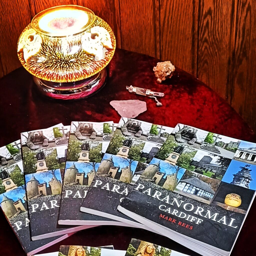 Copies of Paranormal Cardiff at the Rusty Cauldron ahead of a previous event.