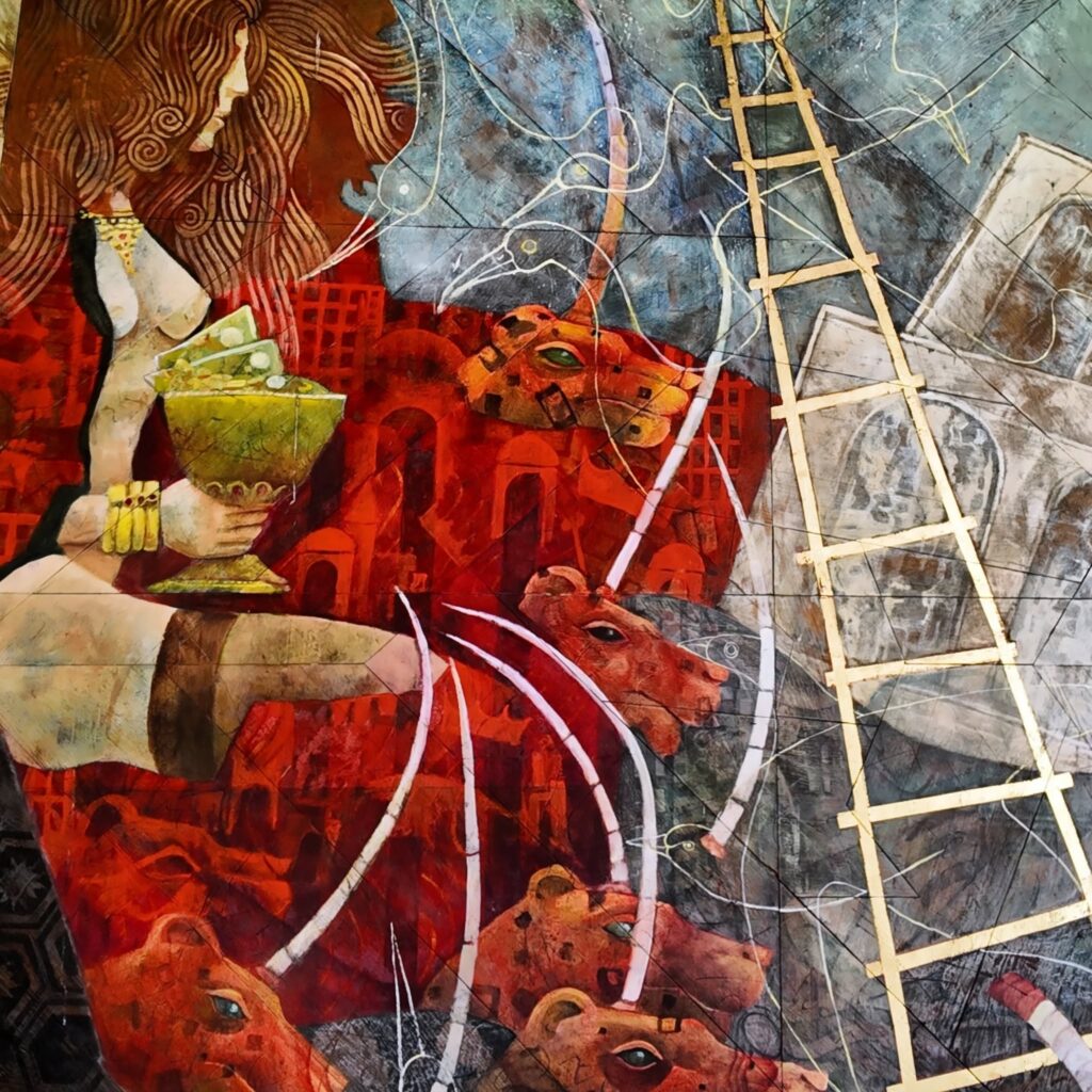 The Apocalypse of Saint-Émilion (2018), a vast mural by local artist François Peltier in the Collegiate Church, Saint-Émilion.