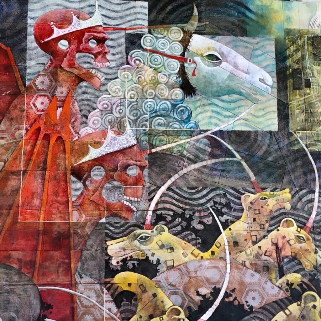 The Apocalypse of Saint-Émilion (2018), a vast mural by local artist François Peltier in the Collegiate Church, Saint-Émilion.