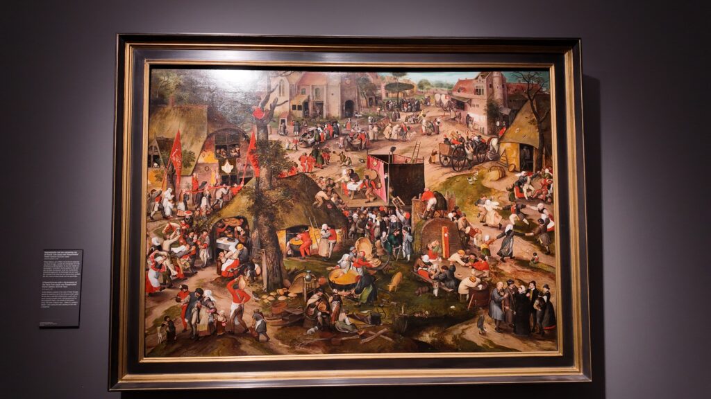 A Flemish Kermis with a Performance of the Farce &lsquo;Een cluyte van Plaeyerwater&rsquo; by  Peeter Baltens, c. 1570 at the Rijksmuseum. 